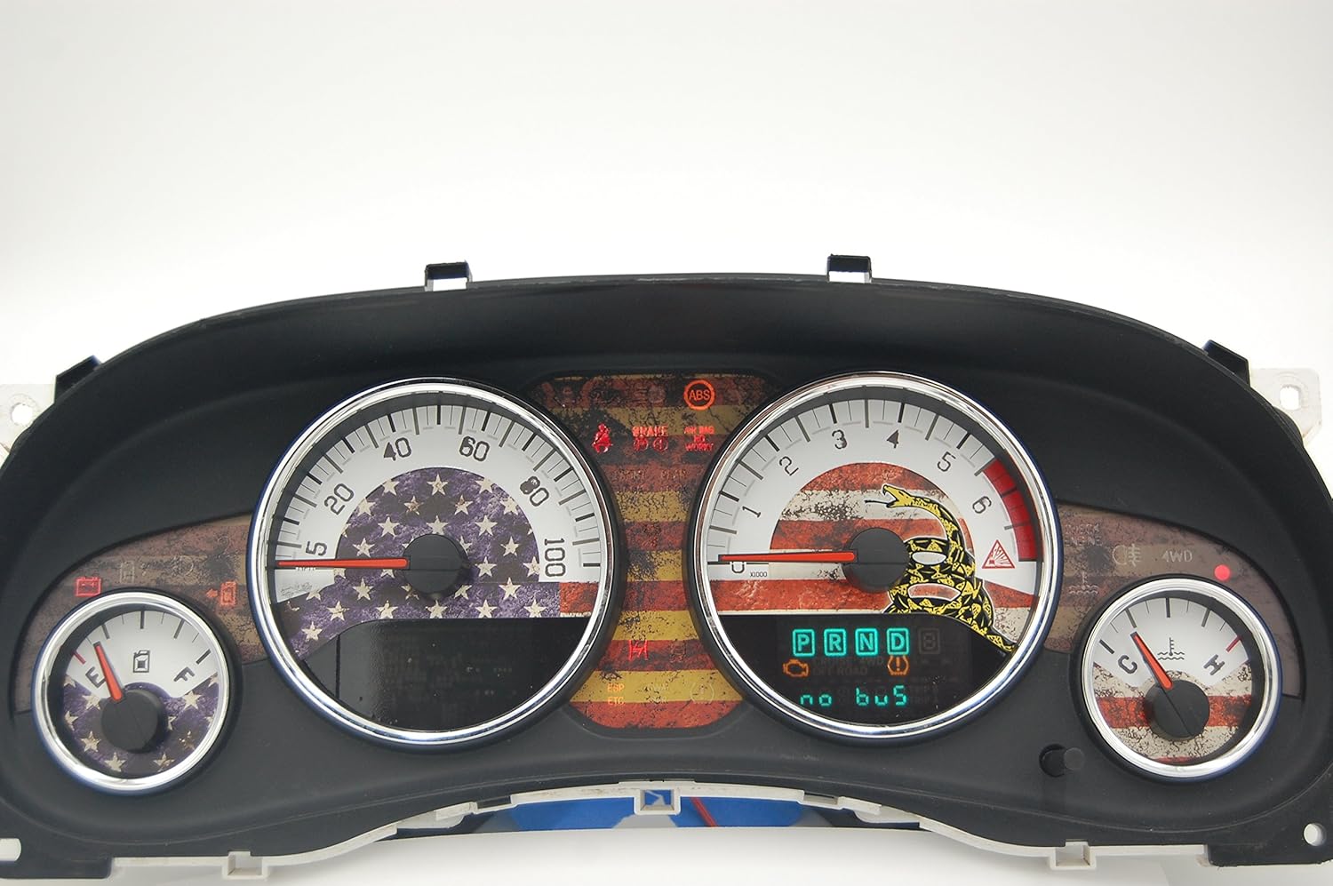 Azzy's Design Works Dont Tread On Me US Flag Gauge Face Kit Type A - CEL on Digital Display, fits Jeep Wrangler JK 2007-2012