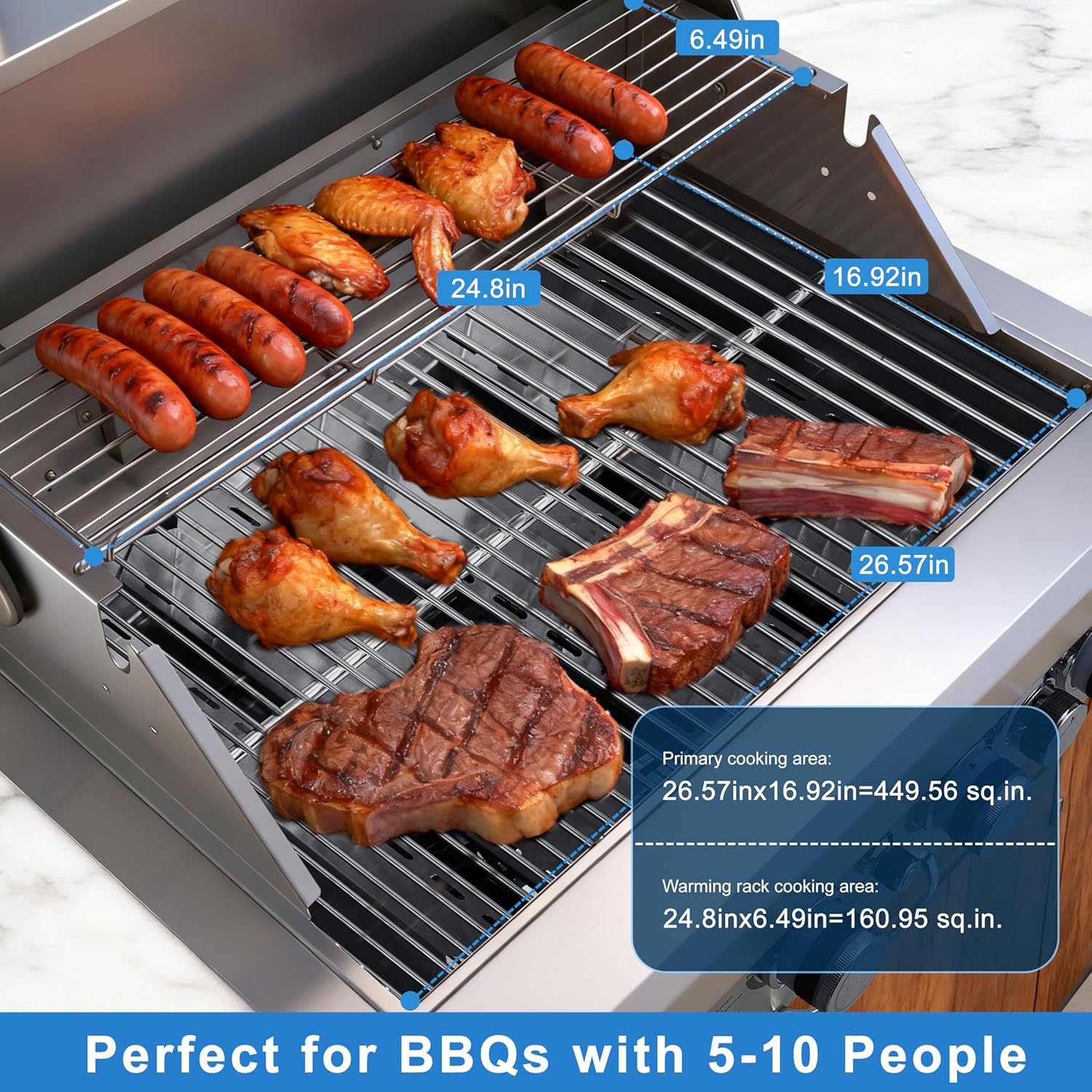 28-inch Built In Gas Grill Outdoor, 4Burner Propane Grill with Rear Burner 48,000BTU, Built-in BBQ Grill Stainless Steel, Charcoal and Propane Gas Dual Fuel, with Rain Cover for Outdoor Kitchen Island