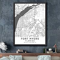 Vista 2 de Mapa de Fort Myers, Florida, Light 2 (12x16)