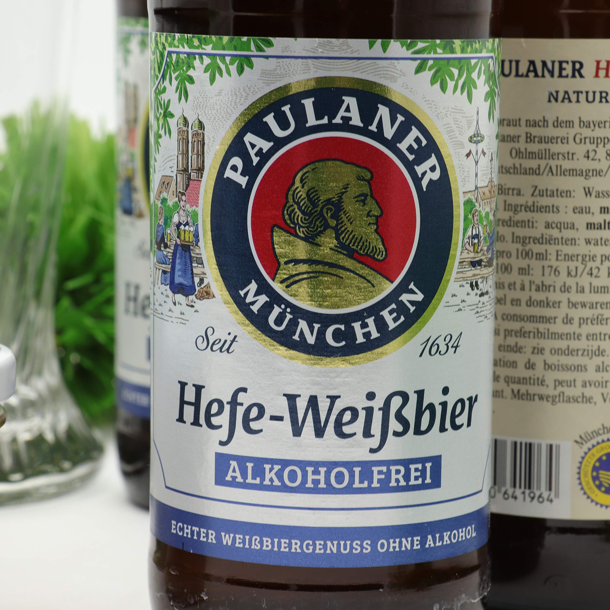 Digitales Weißwurst Frühstück - 2 x Weißwurst im Glas - à 220g Abtropfgewicht, 1 x Süßer, Würziger Weißwurst Senf. 2x Alkoholfreies Weißbier - Paulaner, 2x Weißbier Paulaner, 2x Weißbierglas