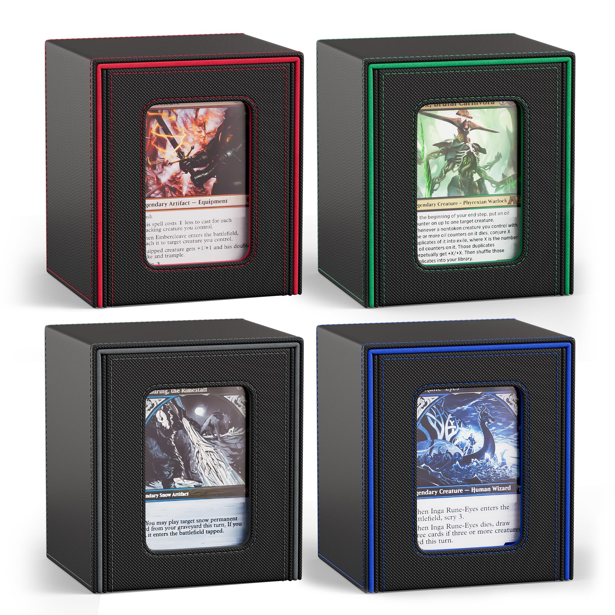 ZLCA 4 PCS MTG Commander Deck Box, Holds 110+ Double Sleeved Cards