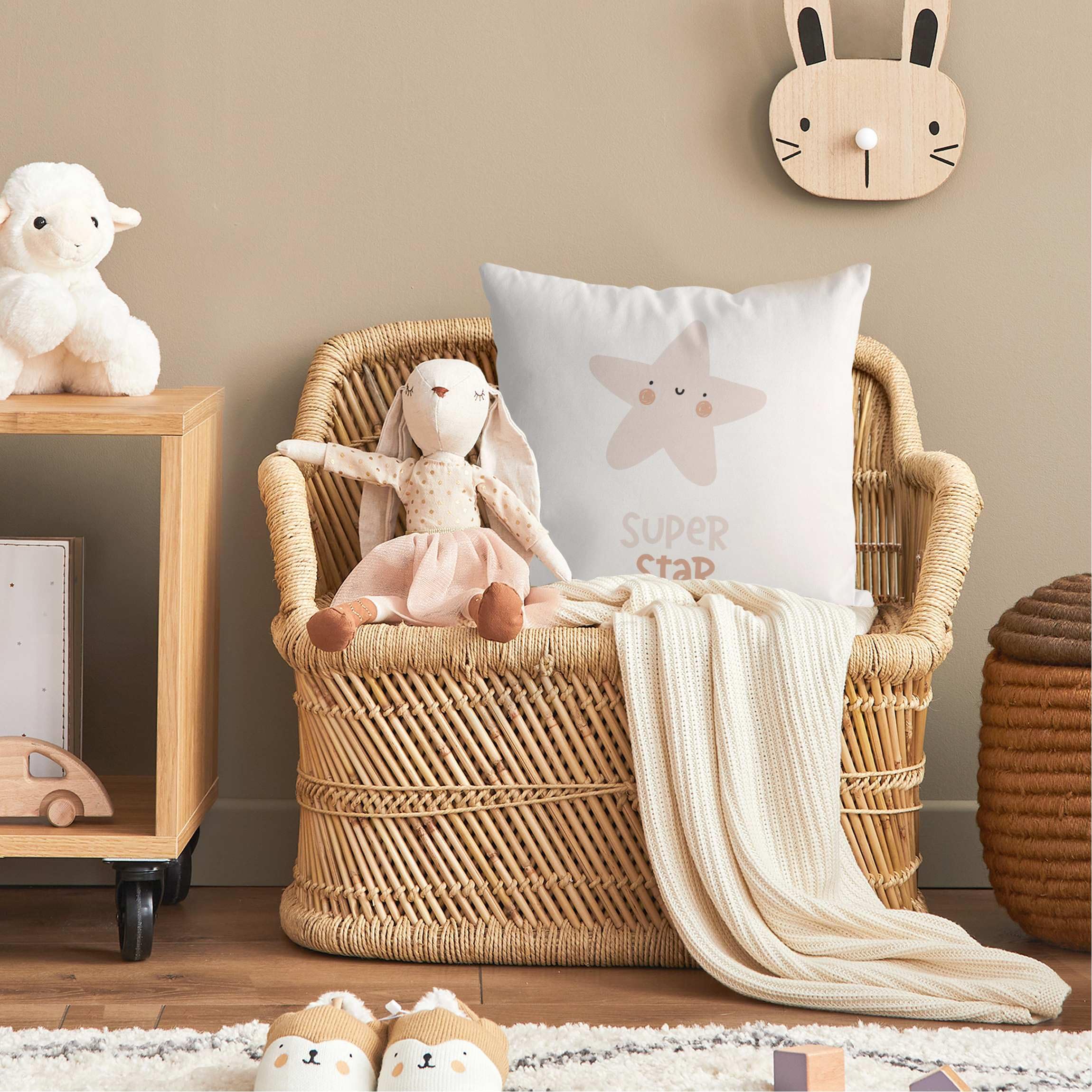 Dekokissen drinnen/Indoor waschbar Sprüche mit Füllung Zierkissen - Made in Germany - Design Bezug beige Sofakissen Illustration Indoor Sofa Bett 1170