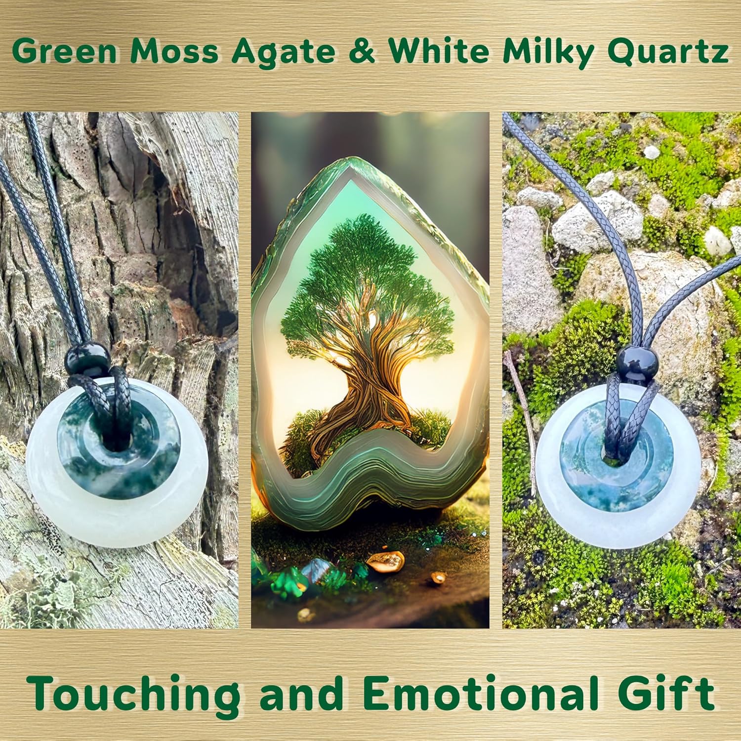 Double Lucky Donut Necklace - Real Gemstones and Crystals - Good Luck and Spiritual Powers Coin Shaped Circle Amulets - Adjustable Black Cord - Positive Energy Gift for Women and Men - Image 7