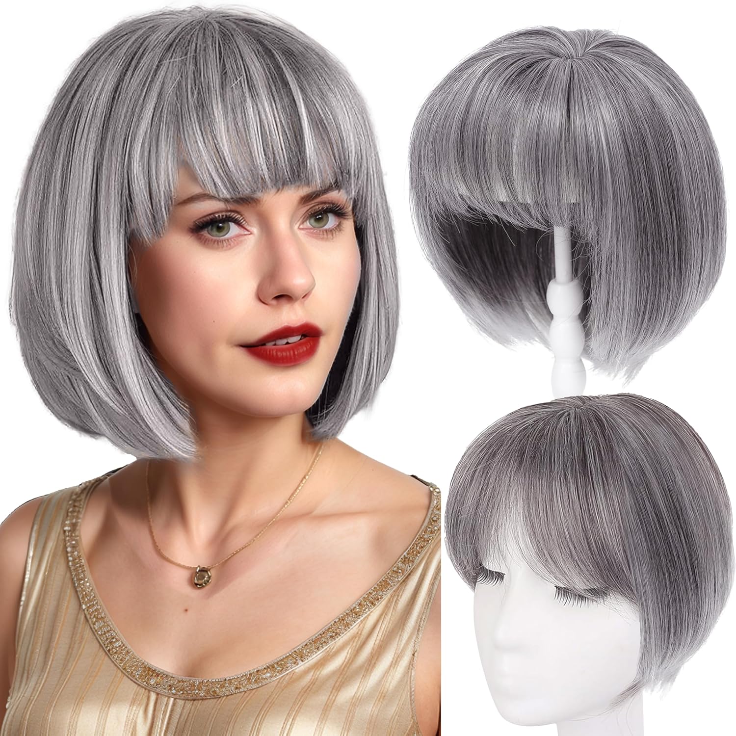 Wigyy Short Bob Hair Toppers for Women - 360° Coverage
