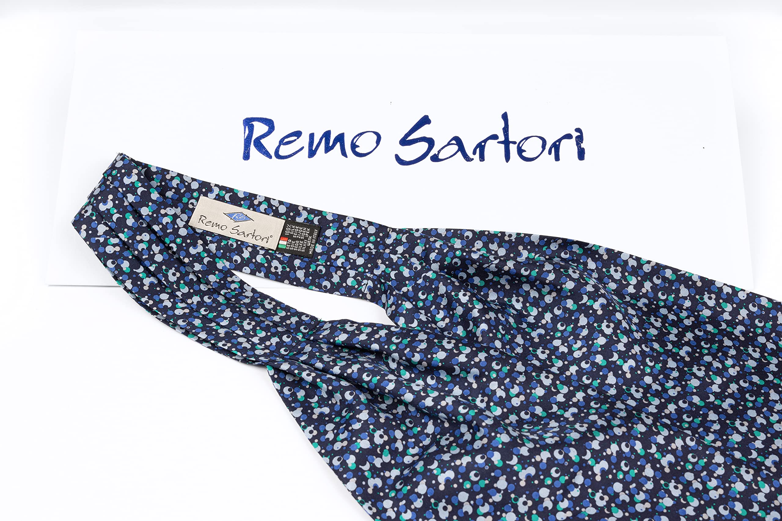 Remo Sartori – Ascot Krawattenschal für Herren, Aus Reiner Seide, Punktmuster, Made in Italy