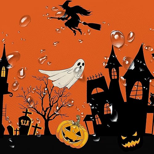 Miniatura 4 de Mantel ovalado de Halloween de 54 x 72 pulgadas, mantel de poliéster impermeable, resistente a las arrugas, duradero, para Halloween, fiesta,