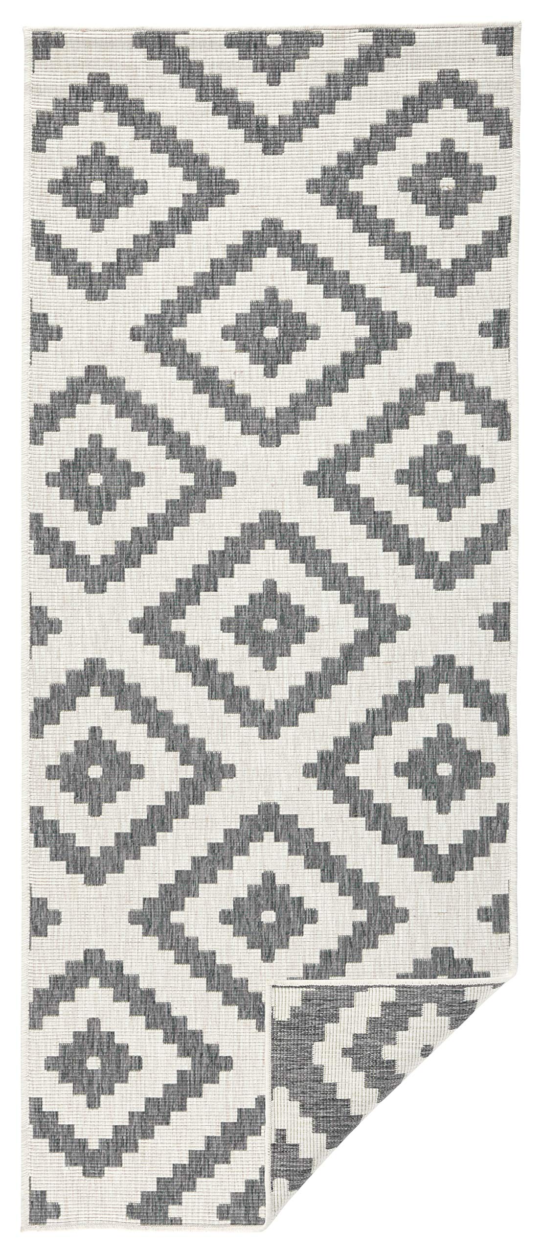 NORTHRUGS Tapis d'extérieur réversible Malte résistant aux intempéries - Motif géométrique Moderne - pour Balcon, terrasse, Jardin, Jardin d'hiver, Salon - en polypropylène imperméable - Gris/crème -