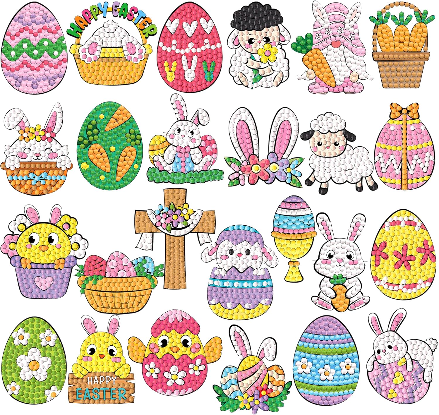 Labeol Diamond Art Kits for Kids Boys and Girls Ages 6-8-10-12 Easy to DIY Creative Diamond Art Sticker Craft by Numbers Kits for Kids and Adult Beginners (Cute Easter)