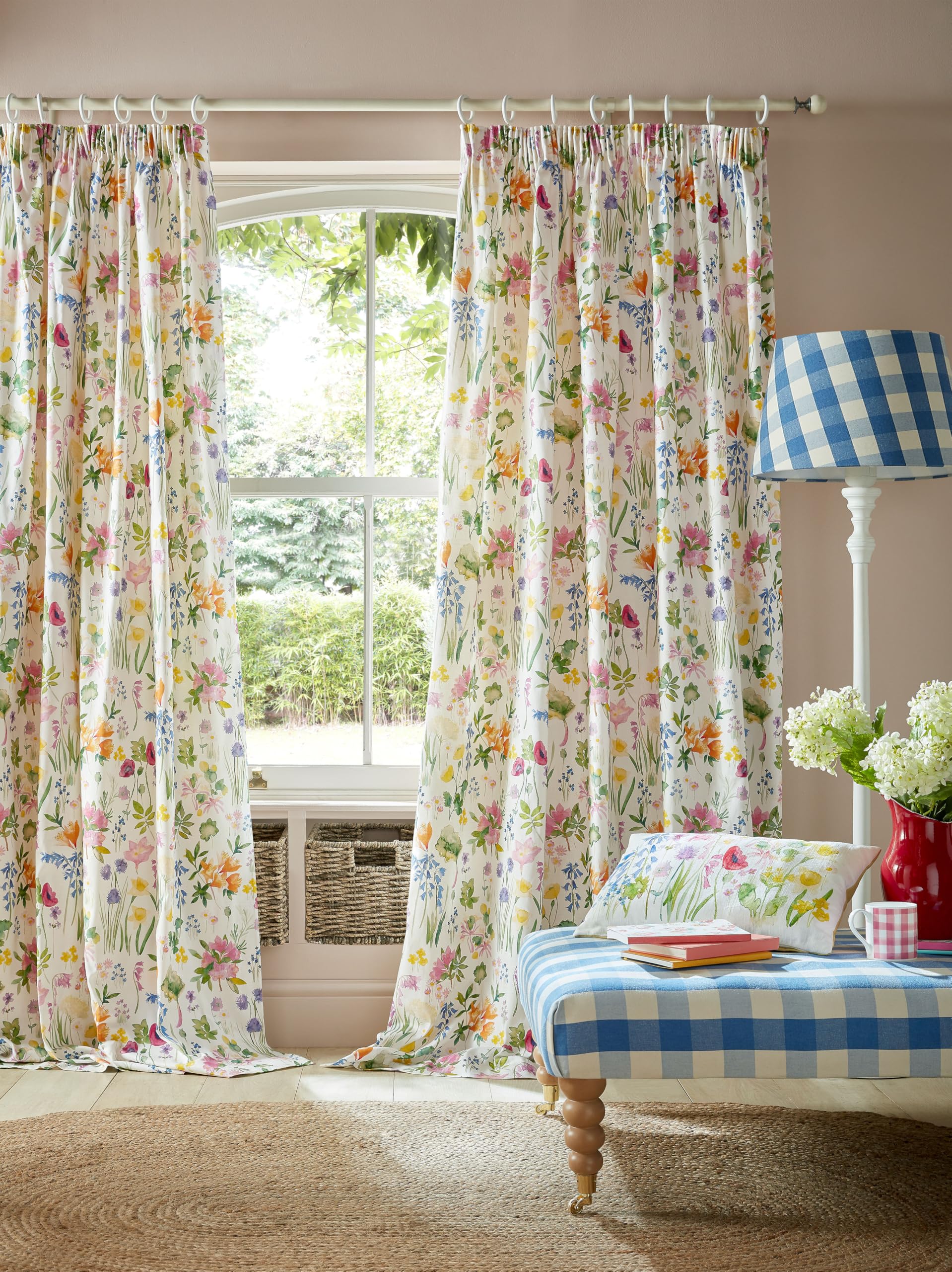 Bluebellgray Isolation Garden Pencil Pleat Lined Curtains In Spring - 66"x90" (168cmx229cm)