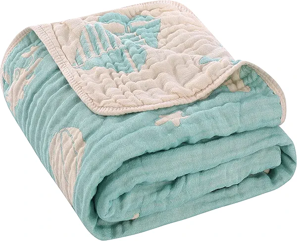 HardNok Ultra Soft Muslin Baby Blanket, A Versatile Swaddle and Bed Blanket for Babies, Toddlers, Boys, and Girls (Ocean Green 1 Pack).