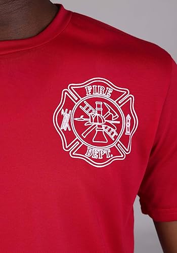 Miniatura 5 de Disfraz de bombero para adultos con tirantes negros, pantalones, camisa y casco Uniforme de capitán de bomberos de Halloween