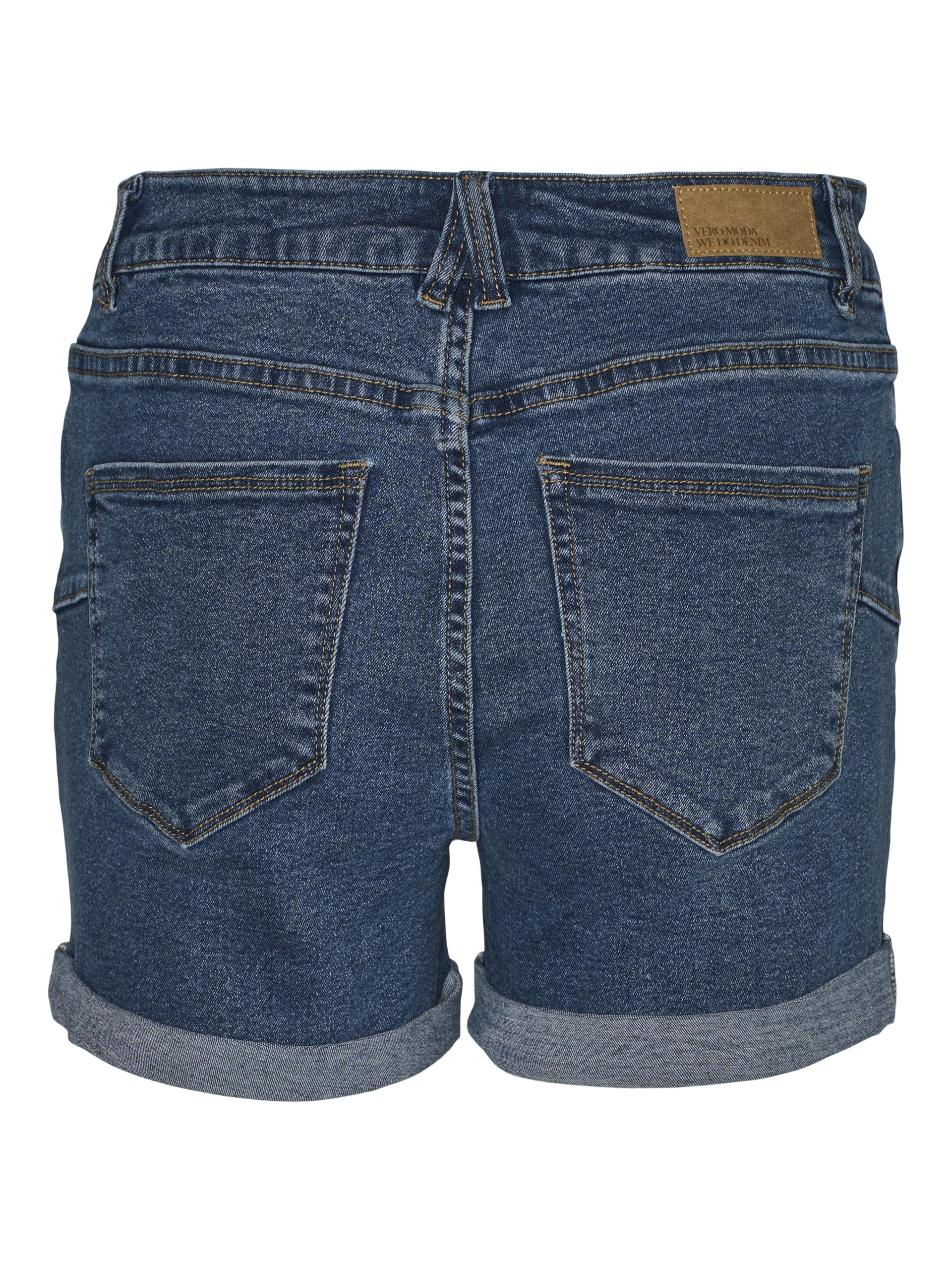VERO MODA Shorts Denim Dobladillo Vuelto y Bolsillos