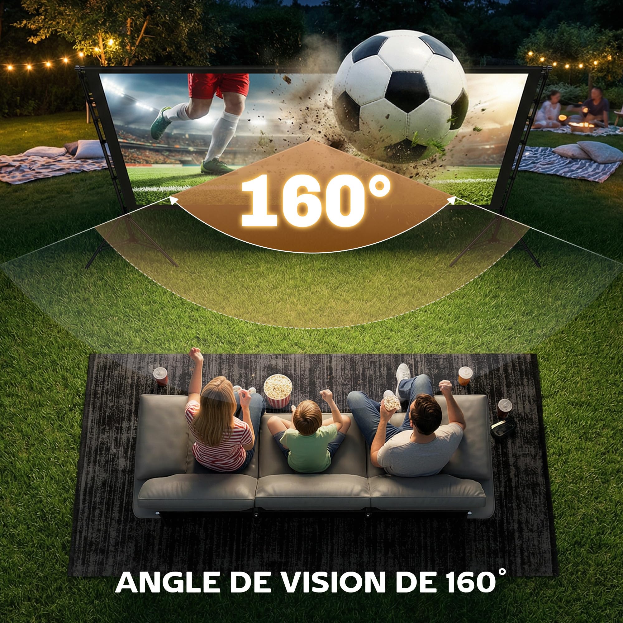 HOMCOM Écran de Projection avec Trépieds 100" 16:9 HD 4K/8K, 268Lcm, Écran Videoprojecteur sur Pied Portable, Double Face, 2 Trépieds Pliables, Angle de Vision 160°, pour Cinéma Maison, Bureau, Voyage