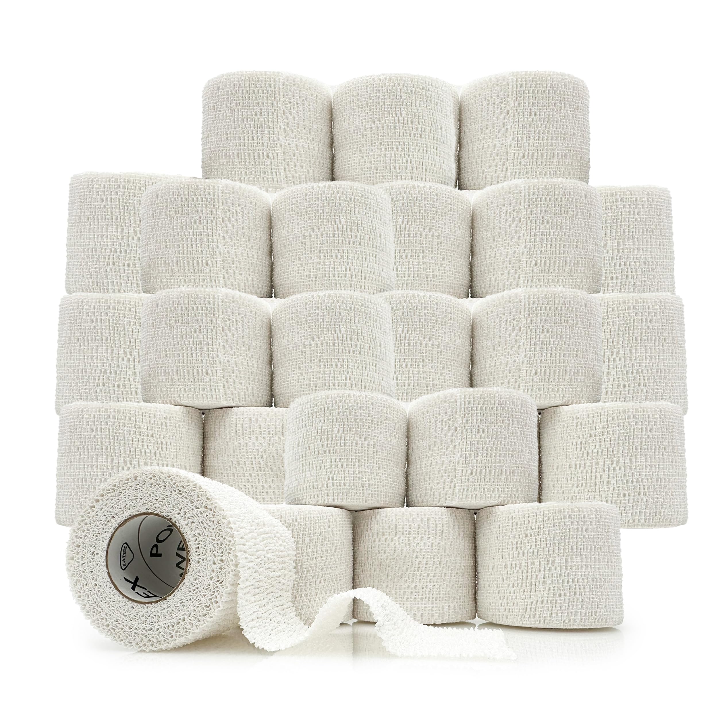 OVIK Health PowerFlex – Self-Adhering Sports Wrap for Injury Prevention & Post-Injury Stability – Medical-Grade, Sweat & Water Resistant First Aid Wrap for Athletes - White, 2 inch, 24 Rolls