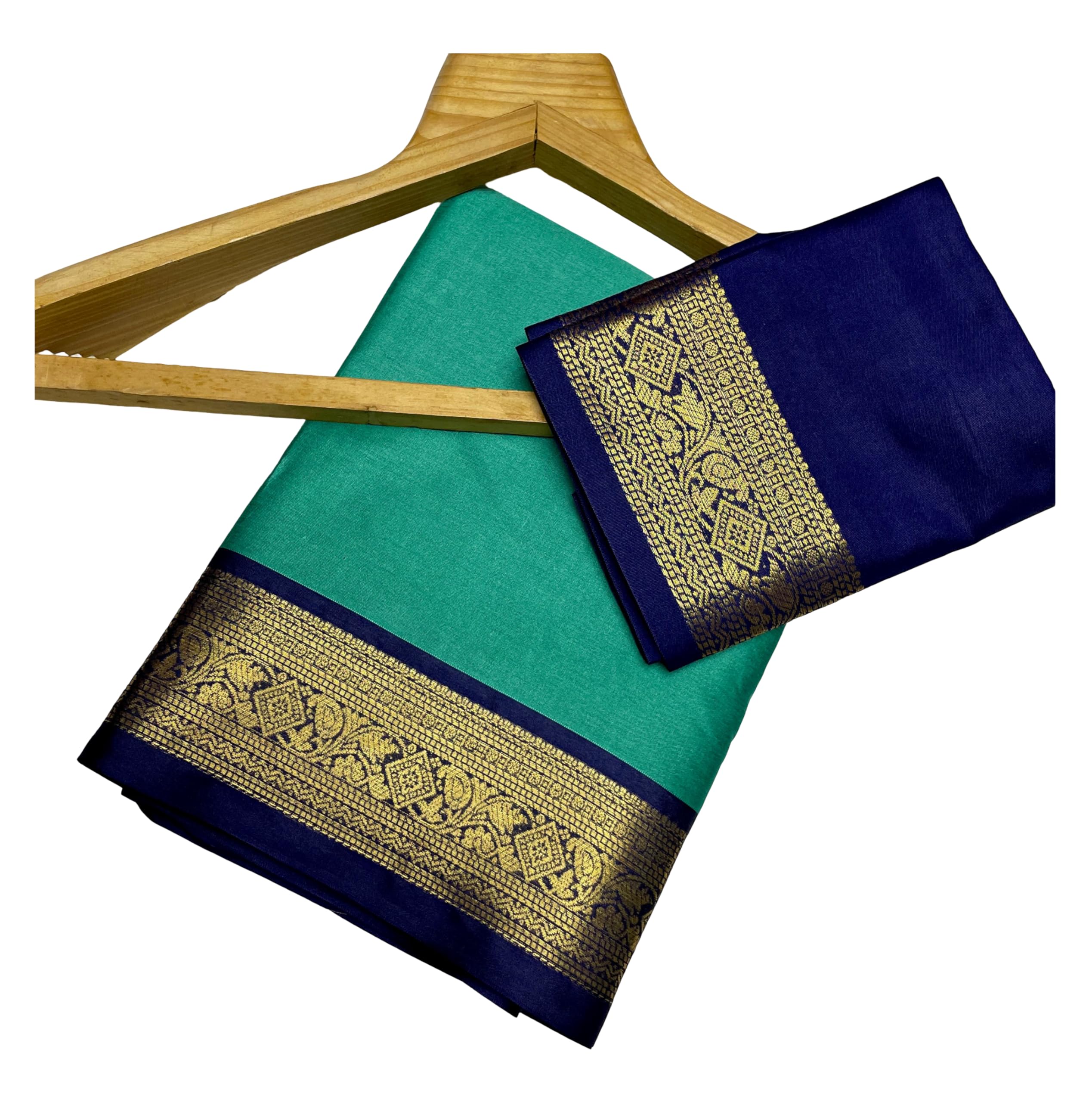 Paramparik Textile Traditional Handloom Silk Saree with Gold Zari Border, Lime Green and Dark Green, Ethnic Wedding Collection Price In India