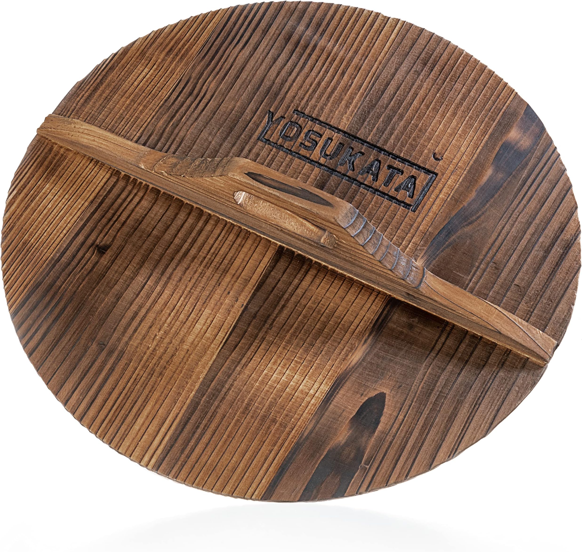 YOSUKATA Premium Wok Cover 13.2" for Wok 13.5"- Wooden lid for Frying Pan - Ergonomic Handle - Condensate-free - Durable Accessories for Carbon Steel - Cast Iron - Stainless Steel & Aluminum Woks