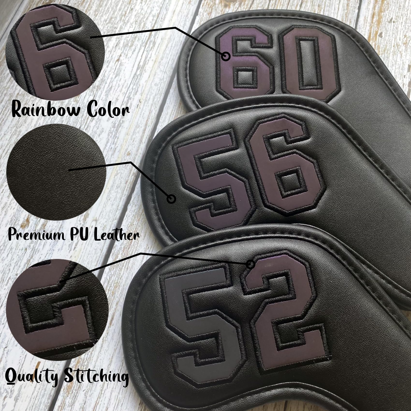 1Pc Magnetico Golf Ferro Cuneo Copertura Della Testa O Set Golf 52 56 60 Cuneo Coperture Cuneo - Pelle Sintetica Golf Club Covers Wedge con Grande Numero