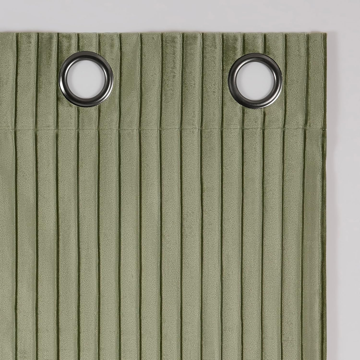 Sun Zero Scarlett 2-Pack Pleated Velvet Noise Reducing Blackout Grommet Curtain Panel Pair, 80" x 84", Sage Green