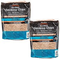 Vista 1 de Camerons Chips de madera para barbacoa de nogal extrafino natural, paquete de 2 – 260 pulgadas cúbicas. Bolsa de aproximadamente 2 libras cada una