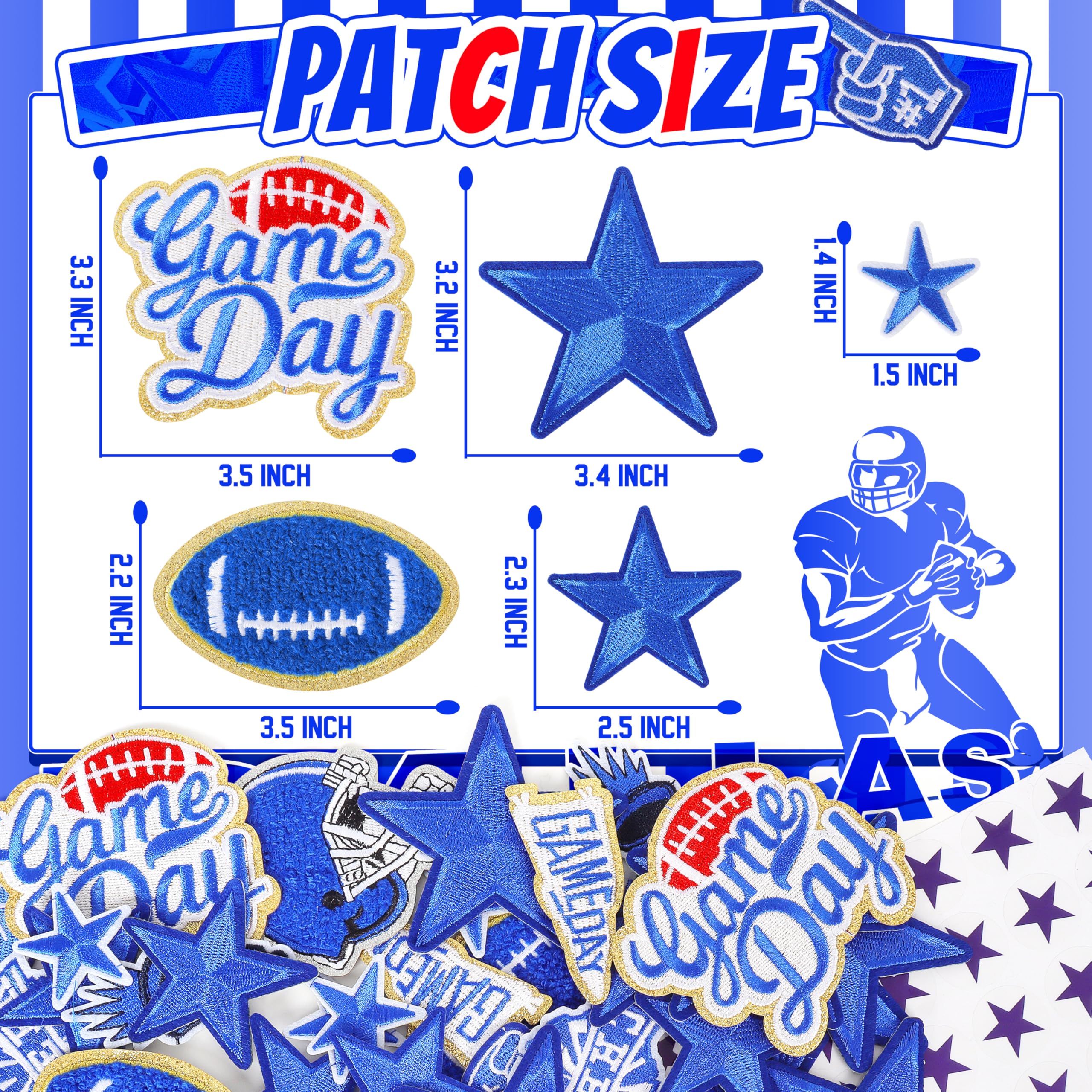 Football Iron On Cowboys Patches for Clothing: Meneng 94PCS Embroidered Sports Helmet Patch for Football Enthusiasts Team Fans DIY Accessories