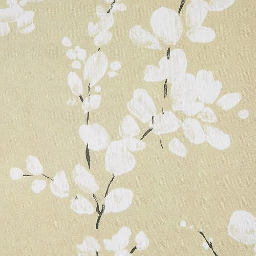 Miniatura 4 de FMFUNCTEX Cortinas de cocina beige de 36 pulgadas de largo, estampado de flores blancas en lienzo, juegos de cortinas para ventanas pequeñas,