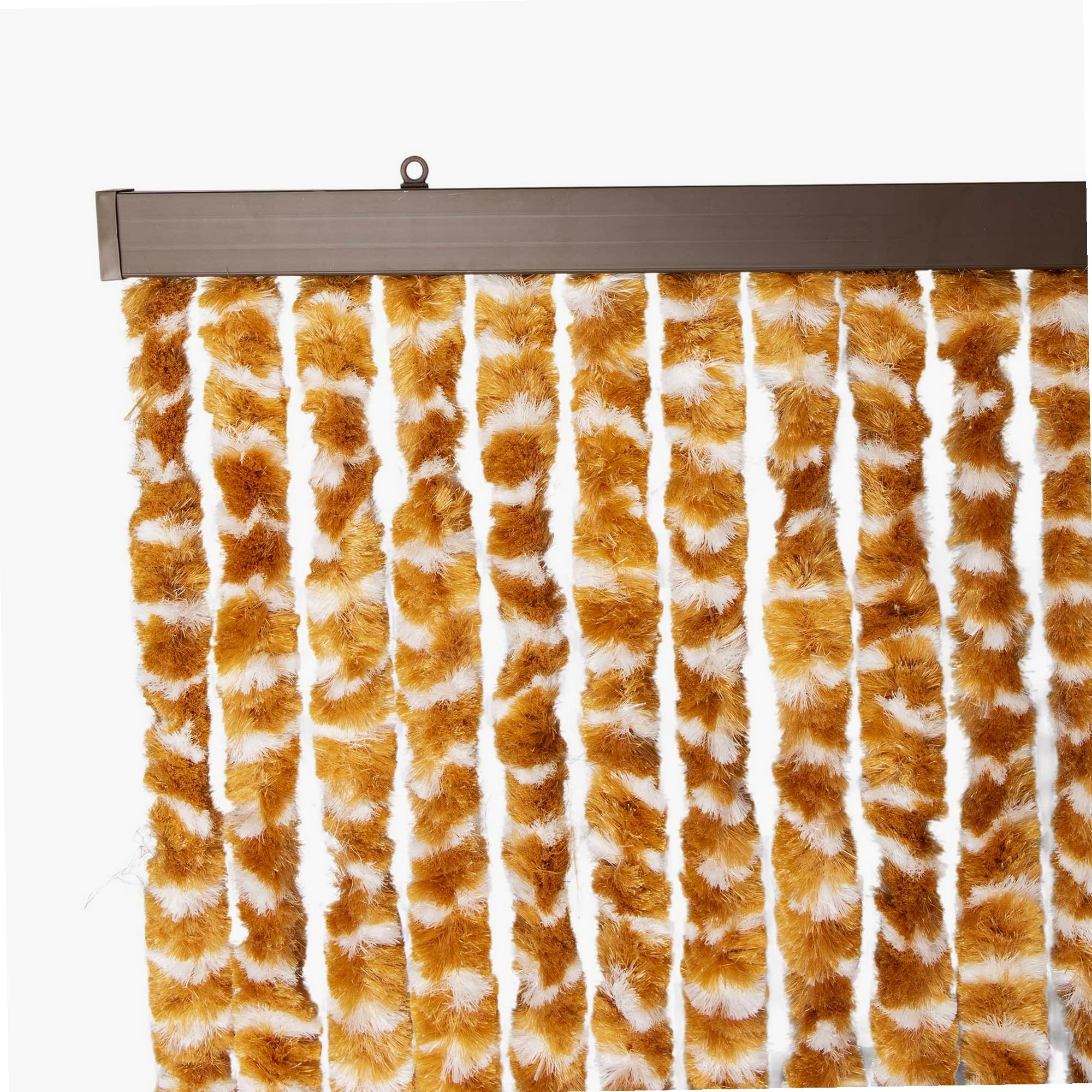 WERKA PRO Rideau Chenille Marron et Blanc - 90 x 220 cm - Protection Contre Insectes et Poussière - Tringle Ajustable et Anne