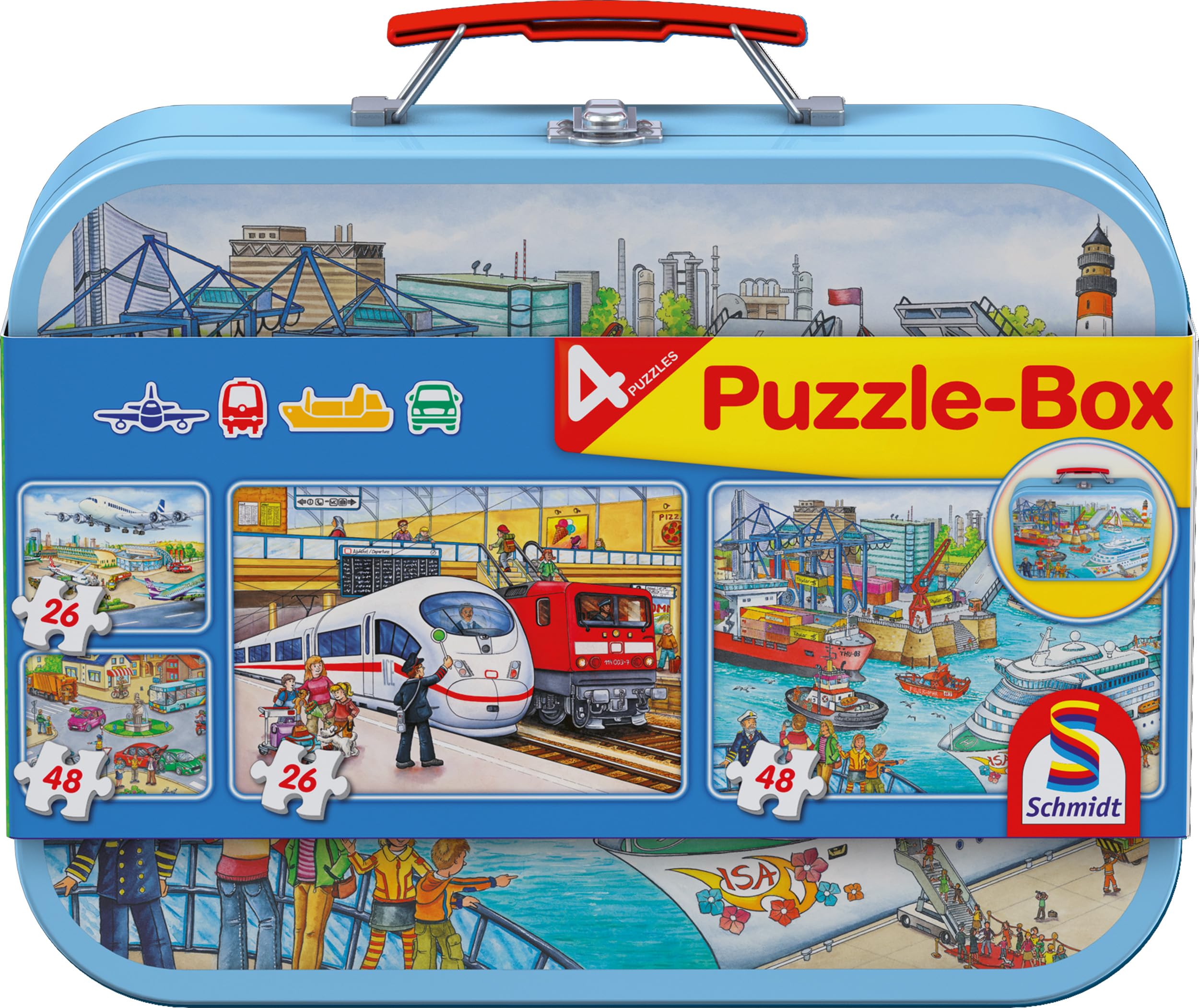 SCHMIDT Car Tin Kids Puzzle 2x26/2x48