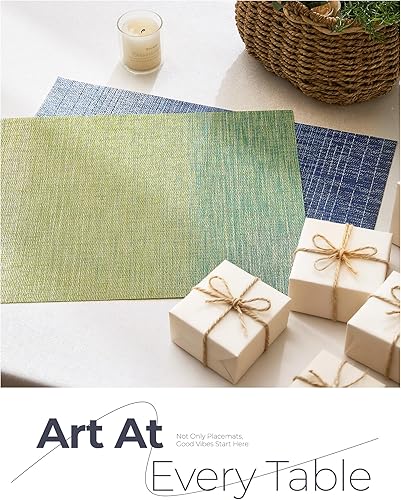 Miniatura 180 de Leetaltree - Manteles individuales, resistentes al calor, antideslizantes, para mesa de comedor, lavables, duraderos, tejido de PVC