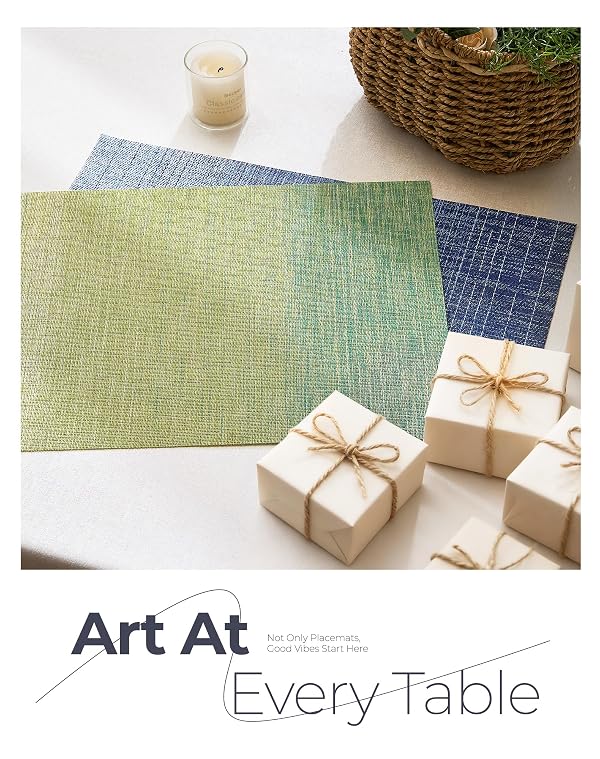 Leetaltree Gradient Blue Woven Placemats Set of 12 - Heat Resistant Non-Slip Place mats for Dining Table, Washable Durable PVC Vinyl Woven Table Mats(Gradient Blue, 12) by Leetaltree - Used condition - Image 7