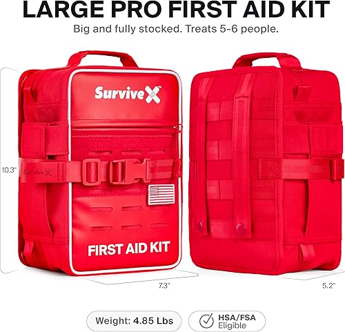 Miniatura 2 de Kit de primeros auxilios profesional grande para automóvil, viajes y hogar, kit de emergencia para senderismo, camping, mochilero y al aire libre,