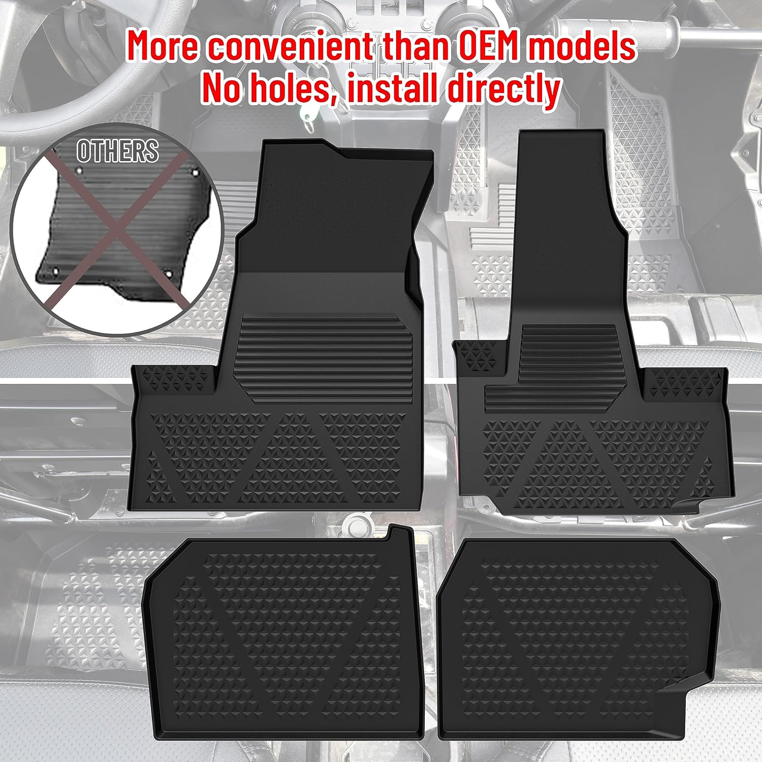 SAUTVS TPE Floor Mats for Honda Talon 1000X4 22-24, Front and Rear Row Floor Liners All Weather Protection Slush Mats for Honda Talon 1000X-4 1000R-4 1000XS-4 2022-2024 Accessories (4PCS)