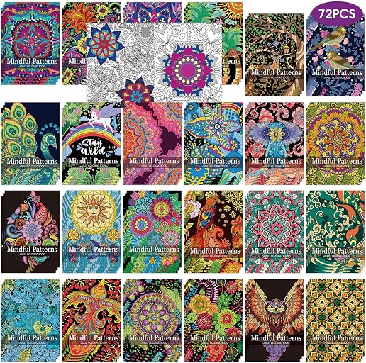 Sinload 72 Pcs Mindful Coloring Book Bulk for Adults, DIY Art Coloring for Adult Stress Relief Drawing Book with Flower for Party Favors Goodie Bag Filler Gifts