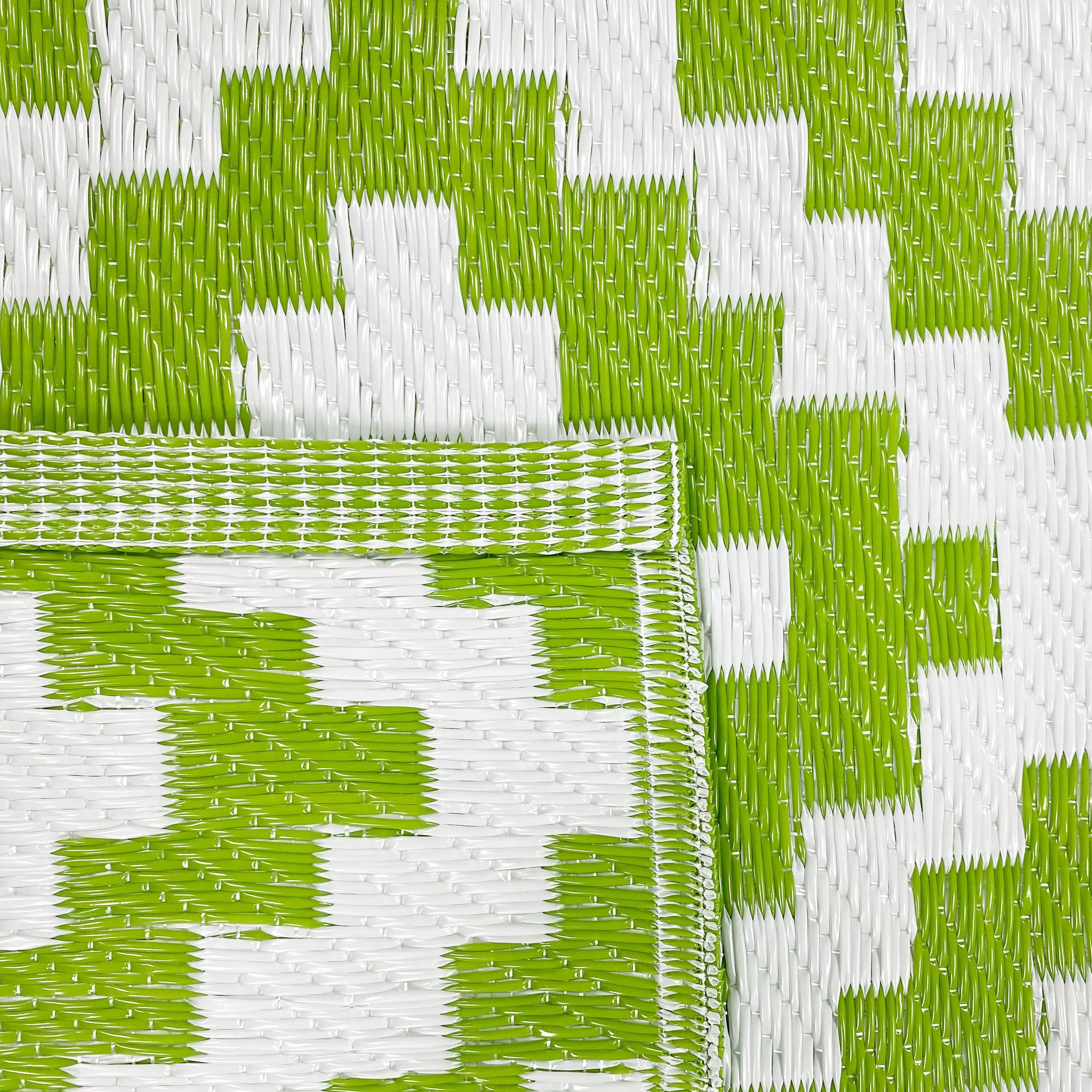 CARPETIA Tapis d'extérieur résistant aux intempéries, Plastique, Tapis d'auvent de Camping, Tapis de Jardin, Tapis de Balcon, Tapis Long, Motif en Losange, Vert Blanc 90 x 300 cm
