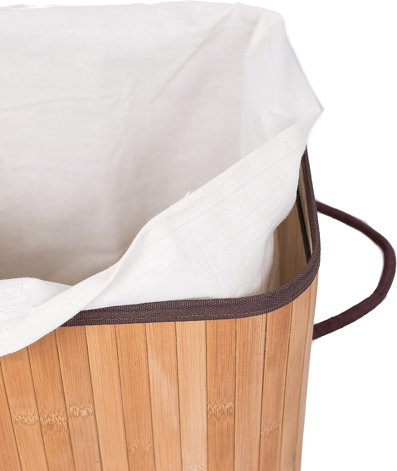 BirdRock Home Double Laundry Hamper with Lid and Cloth Liner - Bamboo - Natural - Easily Transport Laundry Basket - 2 Section Collapsible Hamper - String Handles