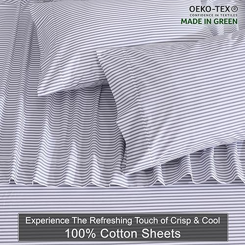Miniatura 4 de ZOYER Sábanas de 100 % algodón percal tamaño King, refrescantes y transpirables, duraderas, con una sensación nítida, suave y cómoda, bolsillo