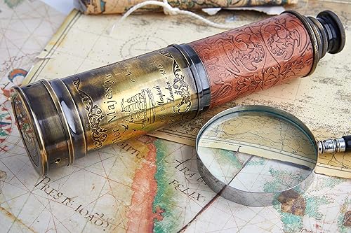 Miniatura 6 de Telescopio hecho a mano  Talla de mitad de cuero  20 pulgadas  Réplica vintage funcional latón náutico antiguo telescopio Spyglass  Super7One