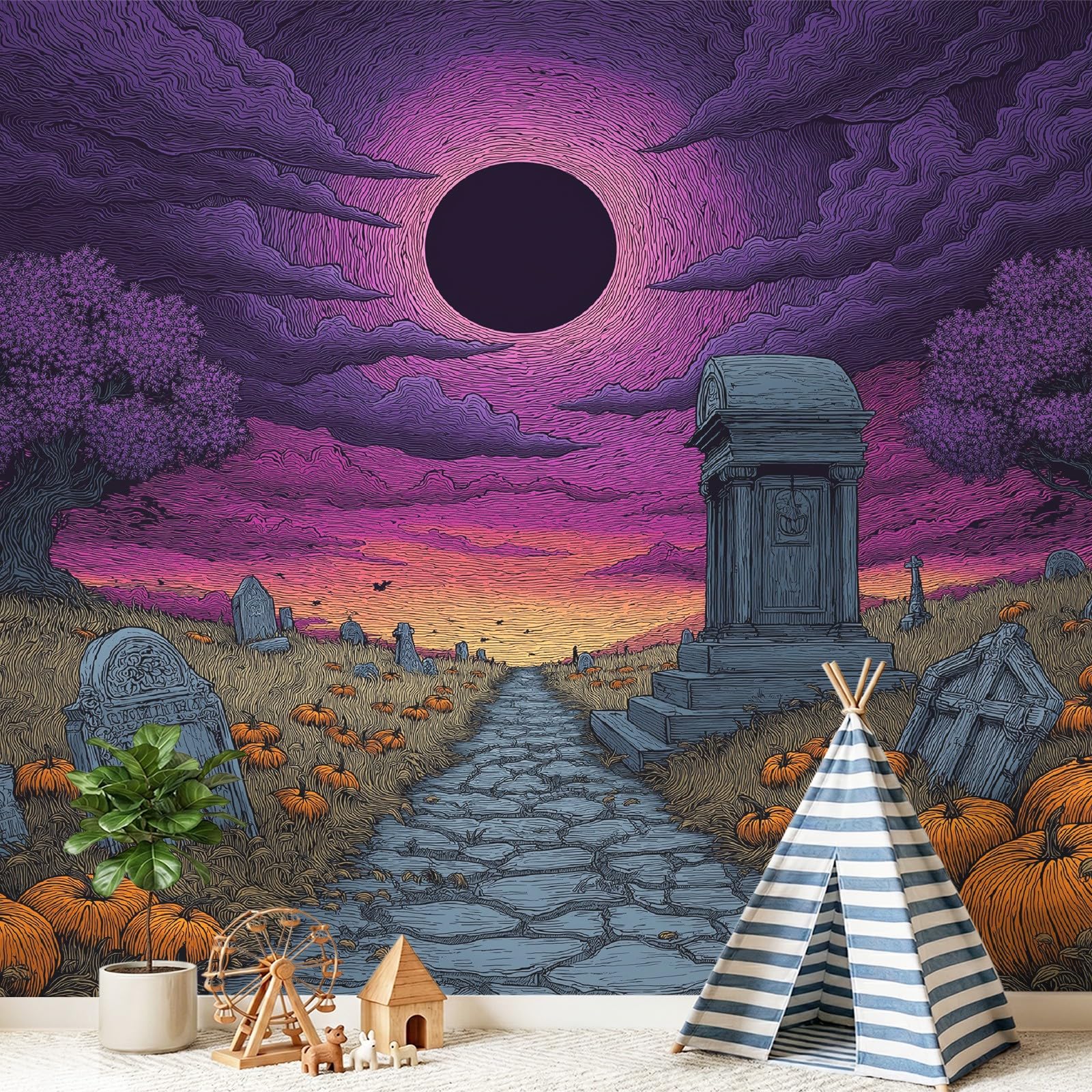 Papier Peint Panoramique Motif Halloween gothique, 300 x 210 cm