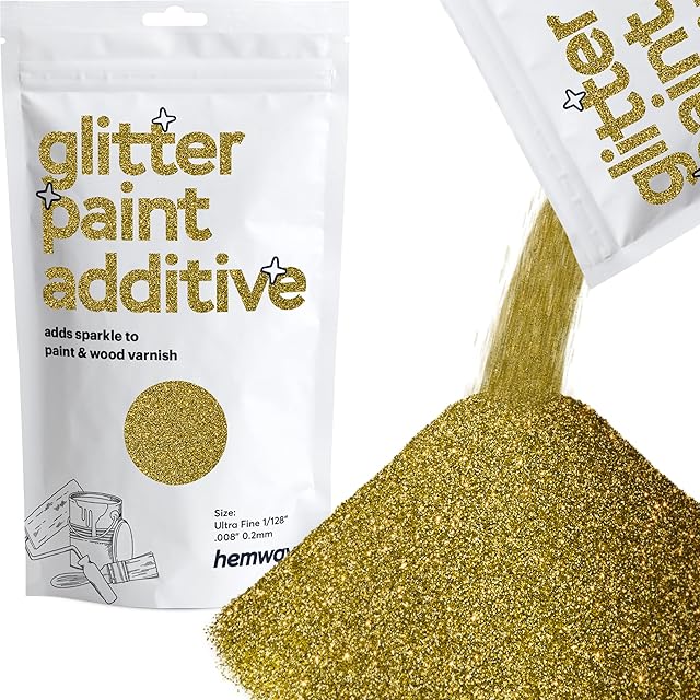 Hemway Gold Glitter Paint Additive 100g / 3.5oz for Acrylic Latex Emulsion Paint - Interior & Exterior Wall, Ceiling, Wood, Varnish, Dead Flat, Matt, Gloss, Satin, Silk