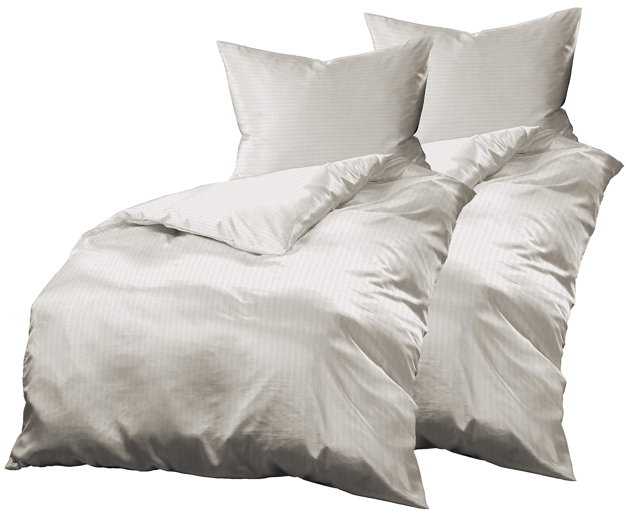 4teilig Bettwäsche-Set 2X 140x200 cm + 2X 70x90 cm, Mikrofaser Seersucker, Uni Weiß