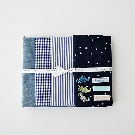 Amazon Check Stripeオリジナル カットクロスセット 入園入学グッズおまけレシピ付き 男の子ver 布 生地 通販