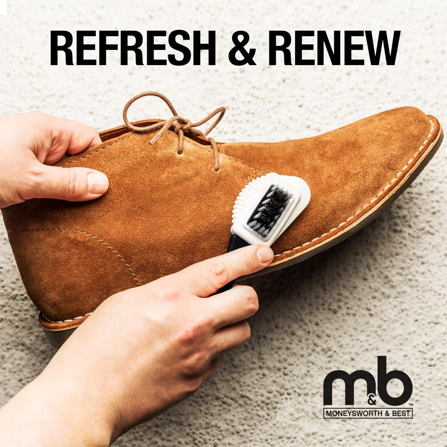 Moneysworth & Best | SUEDE AND NUBUCK CLEANING KIT | WITH DELUXE SUEDE BRUSH | 250ML / 8.4FLOZ
