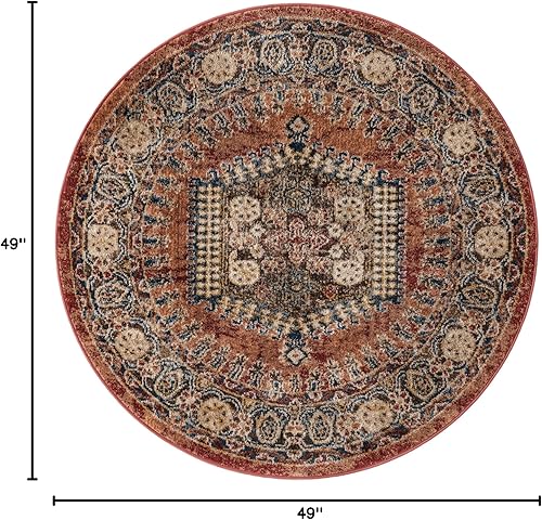 Miniatura 2 de Unique Loom Utopia Collection - Alfombra Larissa (4 pies 1 pulgada, redonda, terracotaazul)