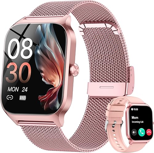 Miniatura 10 de Reloj inteligente, relojes inteligentes de 1.85 pulgadas para mujeres y hombres, responder llamadas, frecuencia cardíaca, presión arterial, monitor