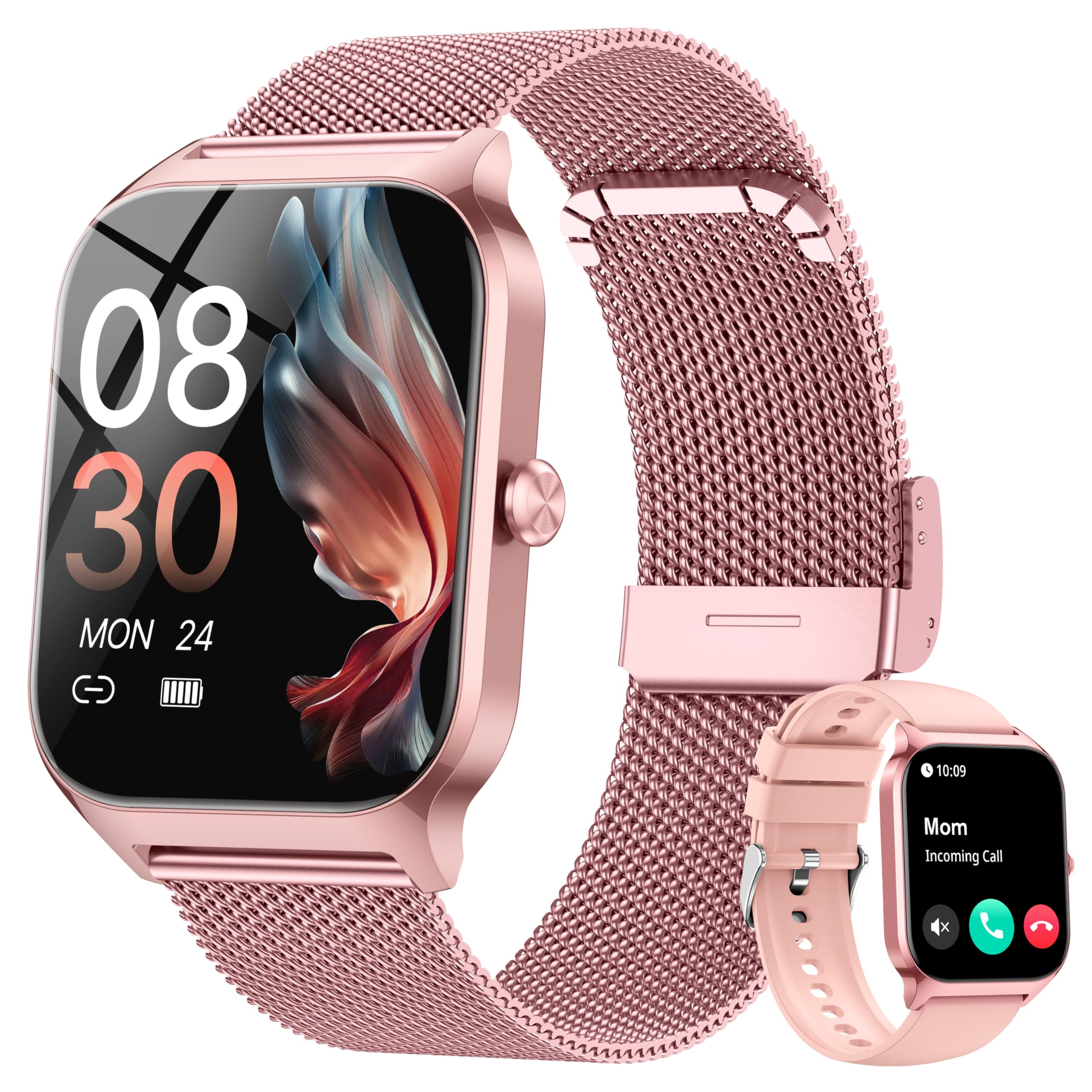 Smart Watch, 1.85’’ Smart Watches Women Men Make/Answer Call, Heart Rate/Blood Pressure/Sleep Monitor, 110+Sports Modes, Voice Control, Waterproof Fitness Watch Compatible for Android & iPhone