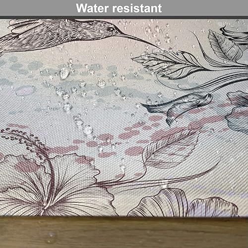 Miniatura 6 de Ambesonne Juego de 4 manteles individuales de colibrí, diseño clásico de nostalgia de pájaros y flores de hibisco, diseño antiguo, manteles