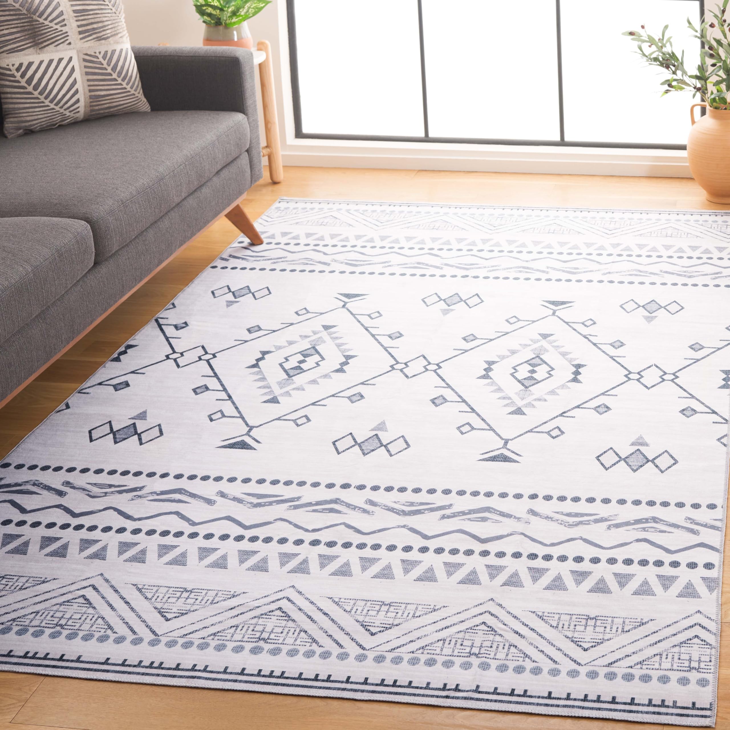 Tapis de la collection Arizona au design abstrait ivoire et noir