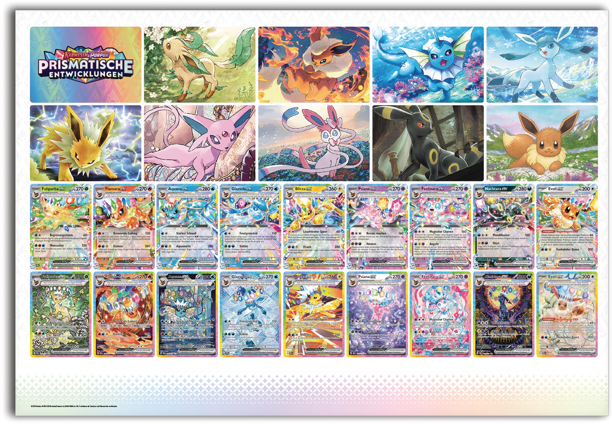 Pokémon - Kolekcjonerska gra karciana kolekcja plakatów Karmesin & Purpur – rozwój pryzmatyczny (3 pakiety boosterowe i 3 holograficzne karty promocyjne)