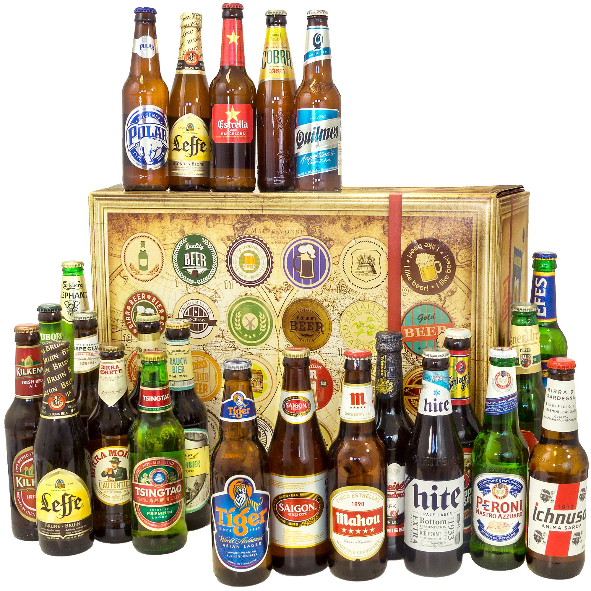 24x Biere der Welt + Bierpaket Mann + Biergeschenk + Geburtstagsgeschenk Set