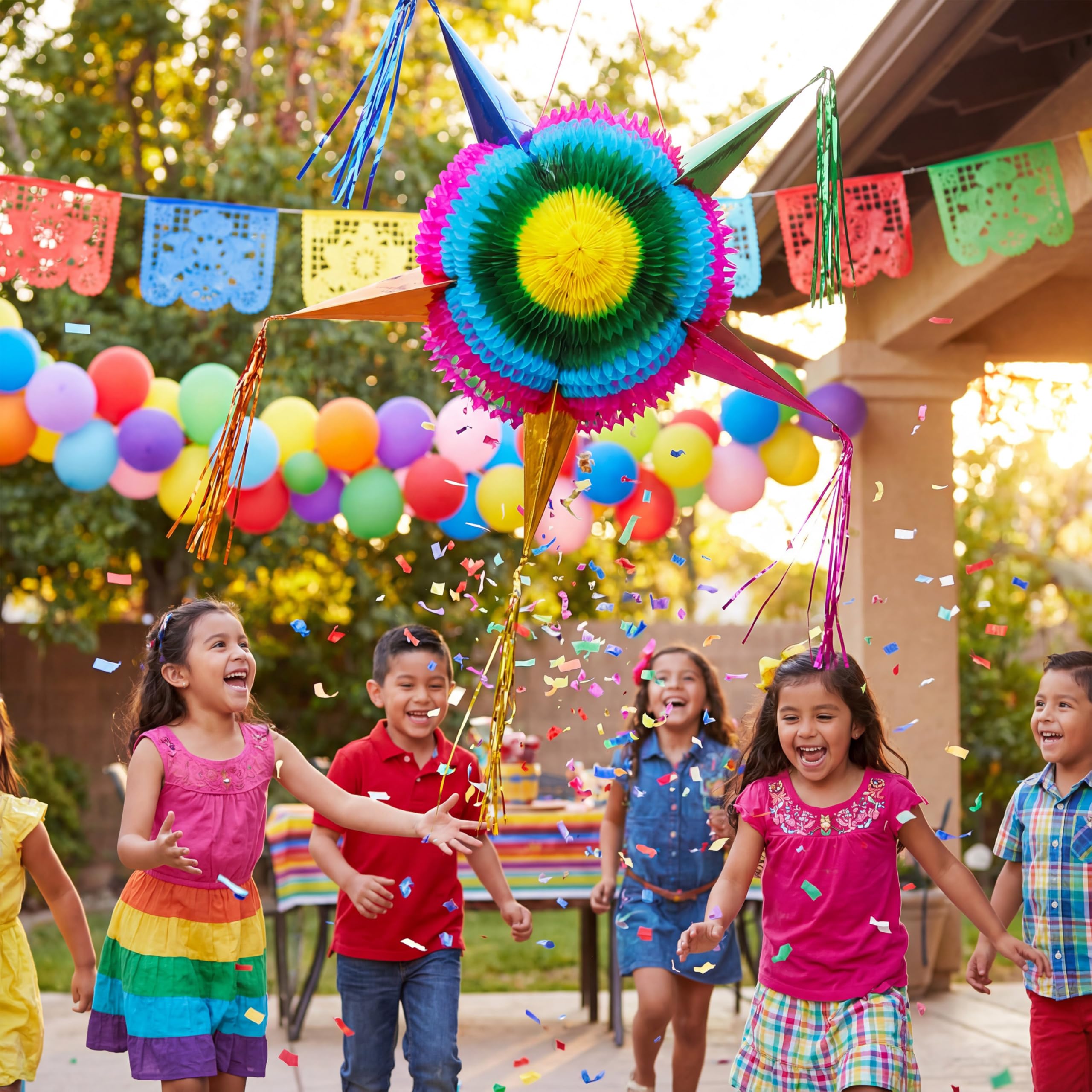 JOYIN Piñata de estrella grande de 33 pulgadas, piñata plegable para fiesta mexicana con vibrante centro de panal, decoraciones de fiesta coloridas tradicionales para el Cinco de Mayo, suministros de
