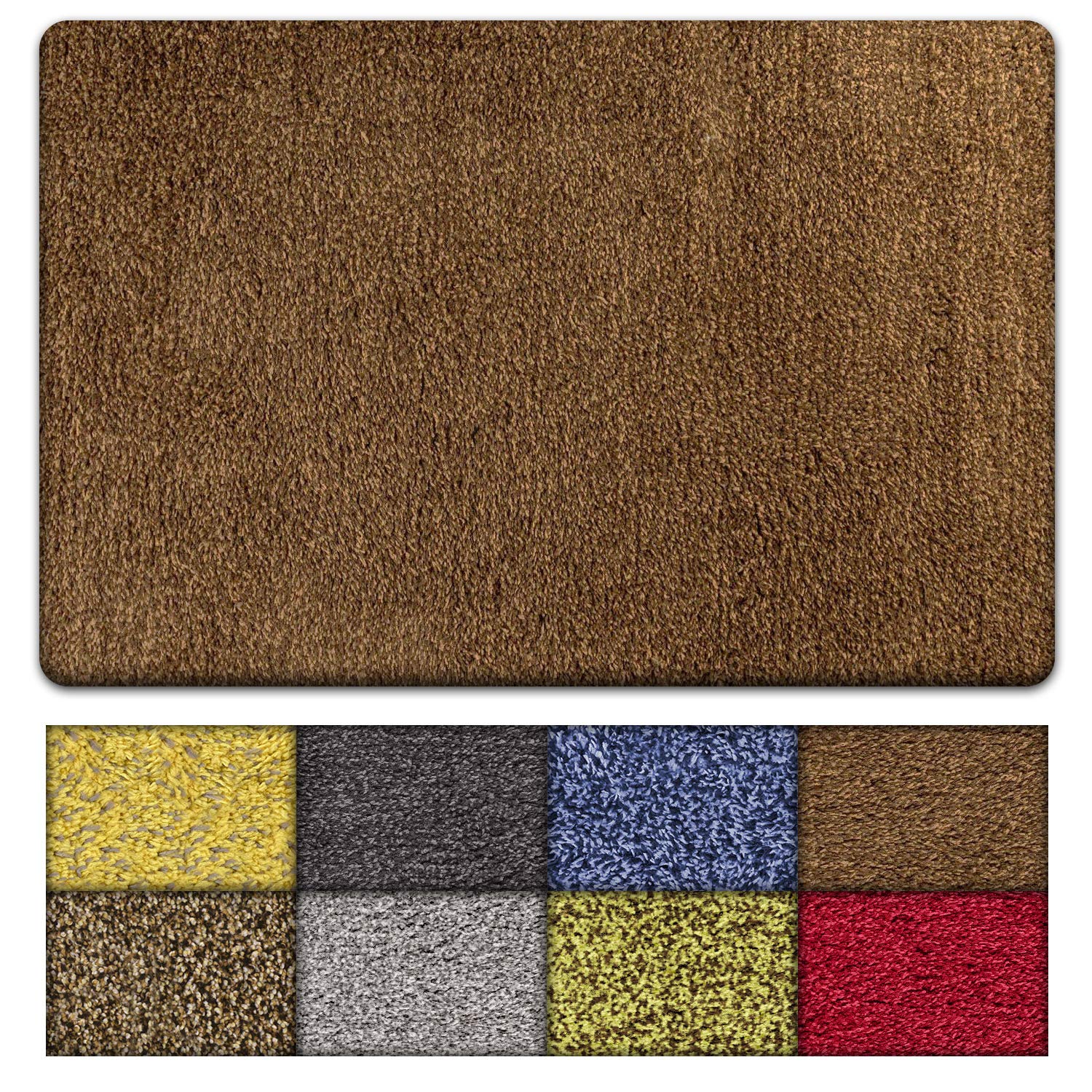 kaluns door mat, front doormat, super absorbent mud mats, doormats for entrance way, entry rug, non slip pvc waterproof backing, shoe mat for entryway, machine washable (3'x6' large, brown)